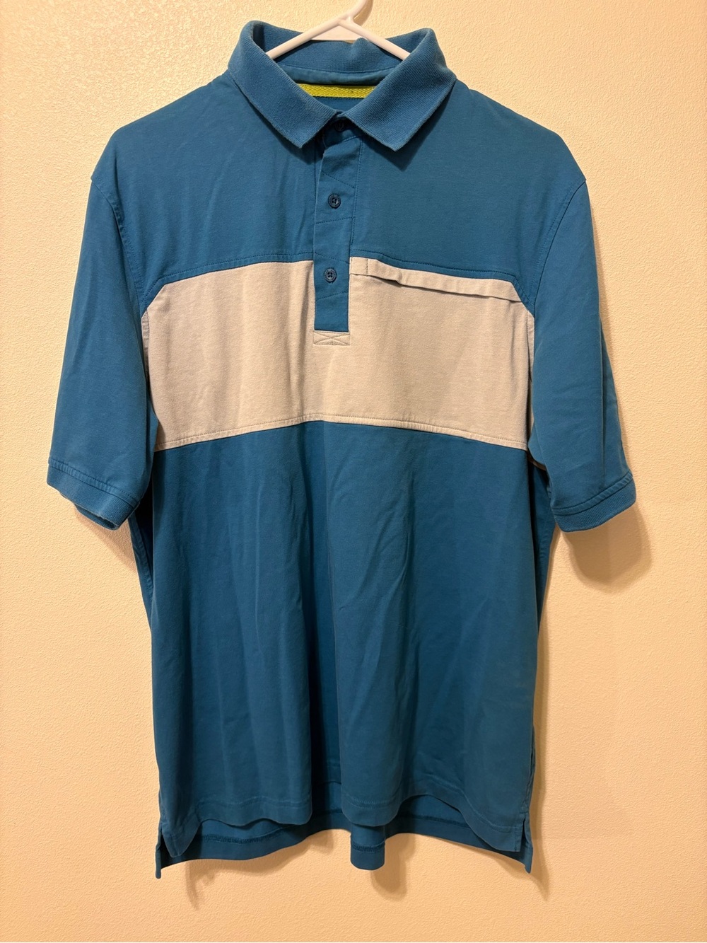 Men's Cabela’s Blue Polo with Light Gray Chest Band